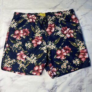 Lands End With Hoffman California Swim Trunks Mens Size XXL 44/46 Floral Blue